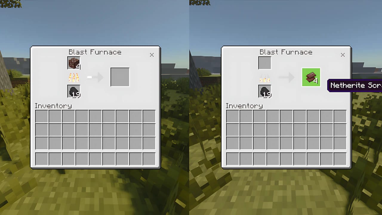 How to Find and Mine Netherite in Minecraft 6 Once you’ve collected the blocks, return to the Overworld (or use a blast furnace in the Nether) and smelt the Ancient Debris. The result will be Netherite Scrap.