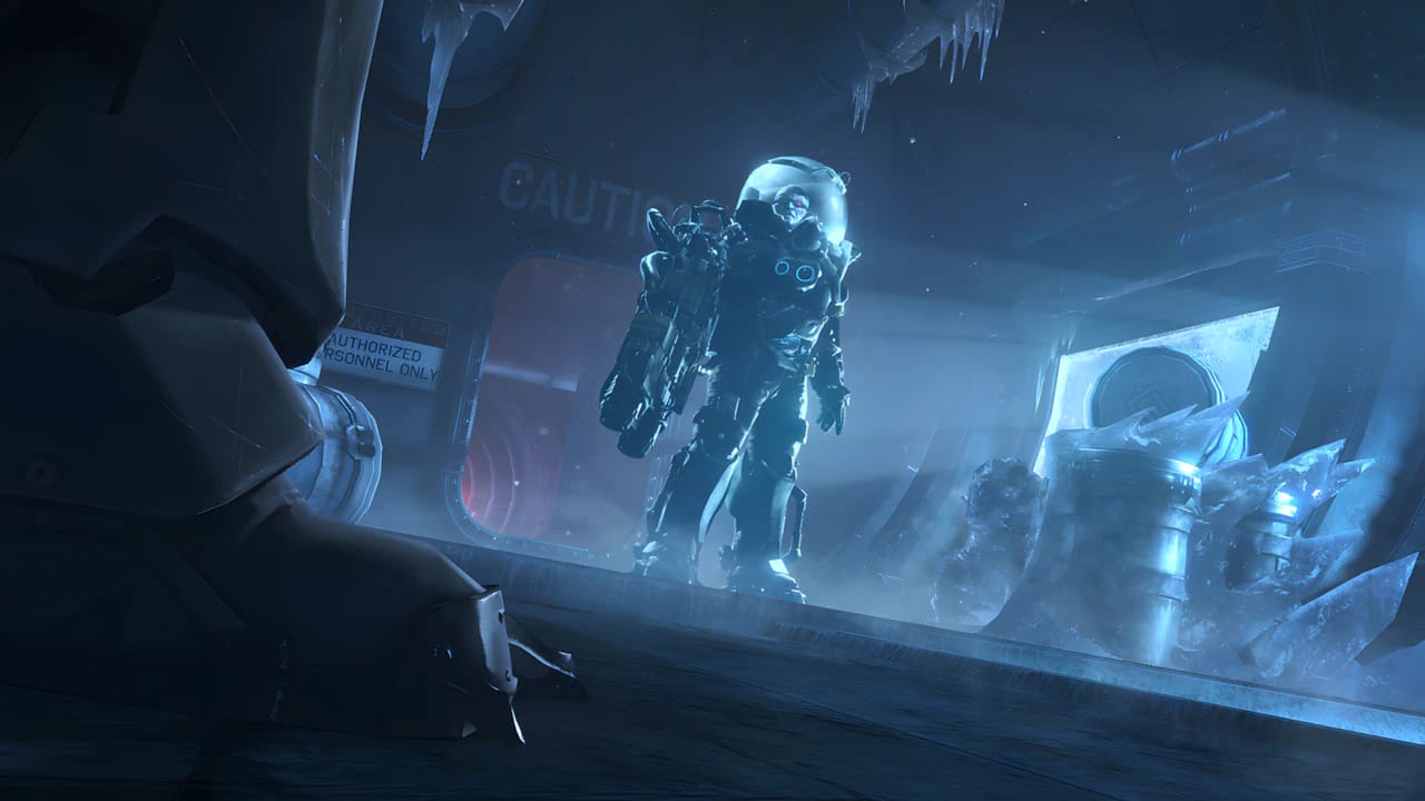 Mr. Freeze in Batman Arkham Origins Cold Cold Heart DLC gameplay screenshot showing high-fidelity ice textures and lighting.