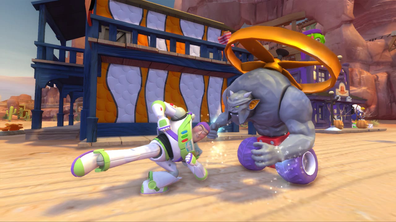 Buzz Lightyear boss battle gameplay in Toy Story 3 The Video Game with high-fidelity rendering.