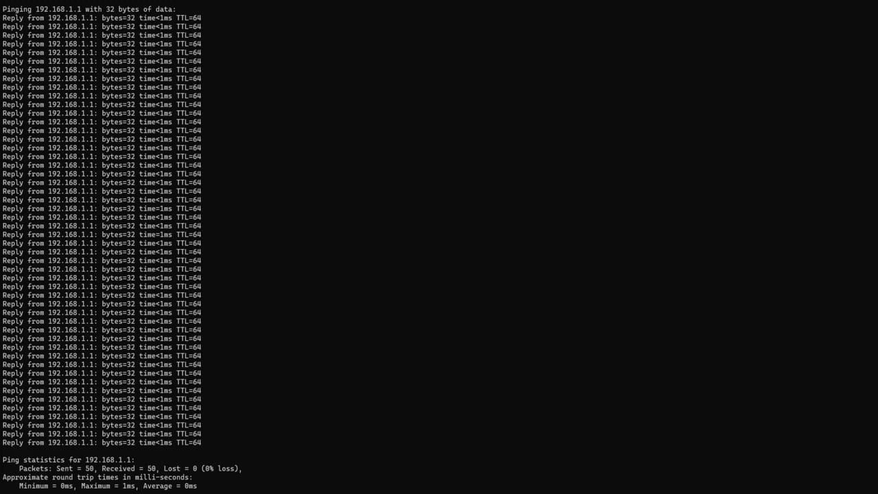 CMD ping test for WTFast review showing router local network stability and gaming latency performance.