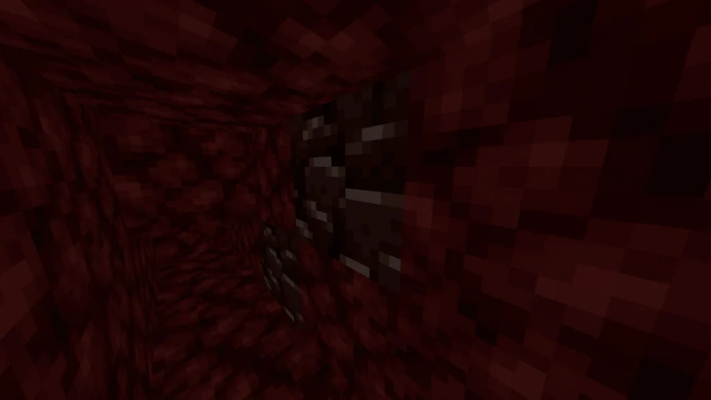 Minecraft Netherite mining guide: player locating Ancient Debris blocks in the Nether biome for high-tier gear crafting.
