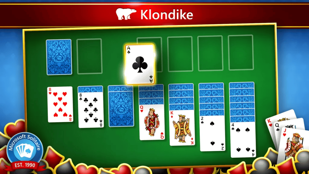 High-resolution Ace of Spades card design from a digital Solitaire Klondike game for PC gaming platforms.