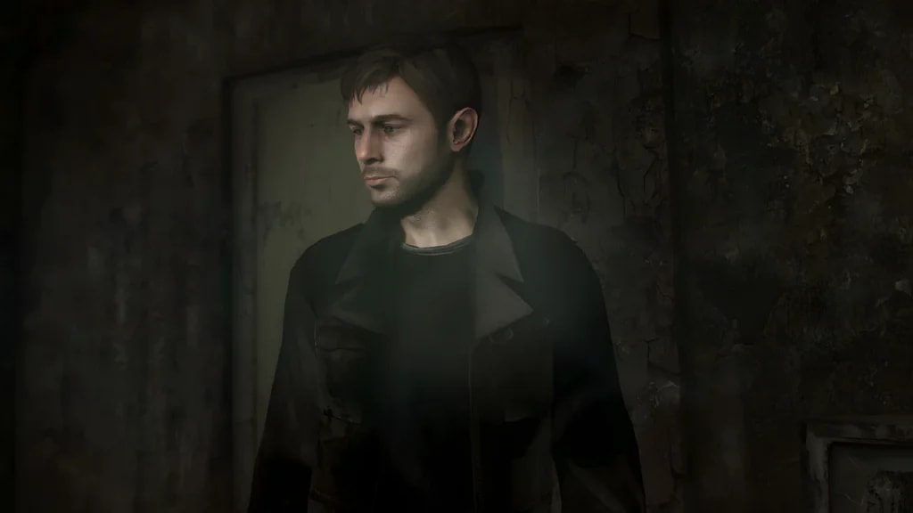 Heavy Rain Ethan Mars character model, high-fidelity gaming graphics with realistic rain effects and cinematic lighting.