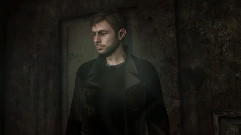 Portrait of Ethan Mars, a main protagonist from the interactive drama game Heavy Rain, standing in a dim, atmospheric environment.
