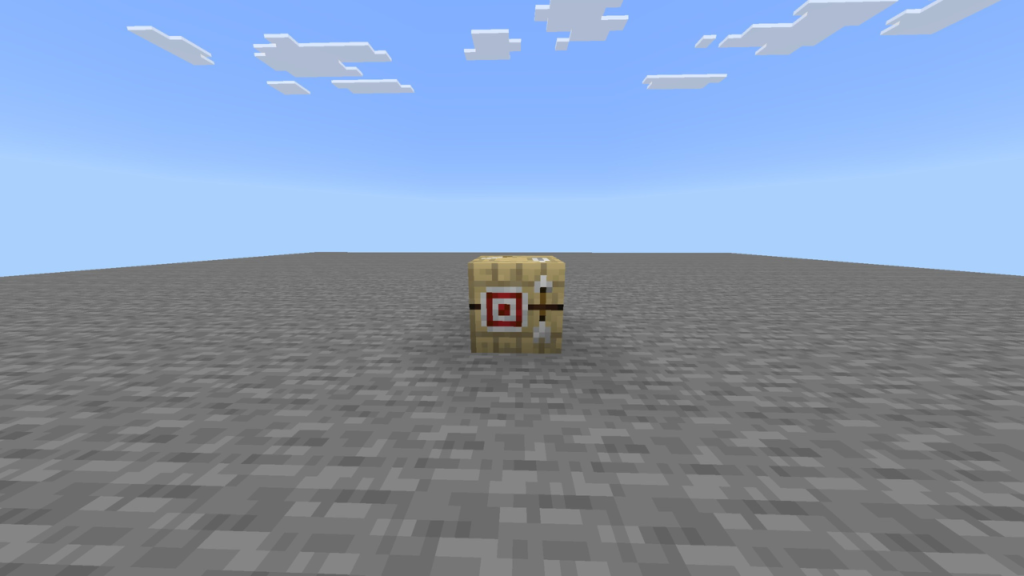 A Minecraft Fletching Table block placed on a gray stone surface.